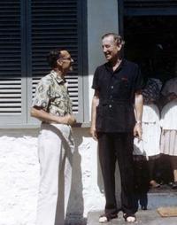 The real James Bond on the left with Ian Fleming at Fleming's Goldeneye estate in Jamaica.